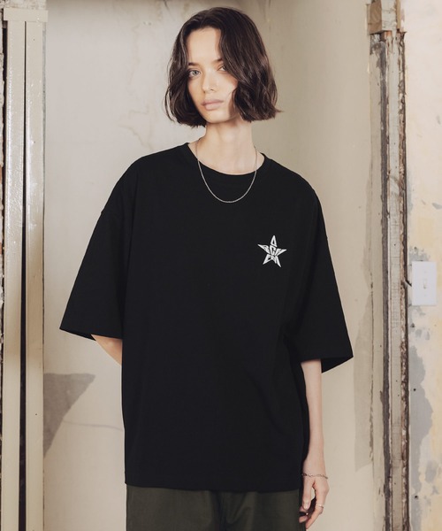 ROCHEM（ローシェン）の「ルーズシルエットスターロゴ刺繍Tシャツ（Tシャツ/カットソー・メンズ・ブラック/チャコール/ホワイト・M/S/XS/L）」の13枚目の写真