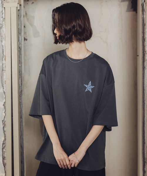 ROCHEM（ローシェン）の「ルーズシルエットスターロゴ刺繍Tシャツ（Tシャツ/カットソー・メンズ・ブラック/チャコール/ホワイト・M/S/XS/L）」の21枚目の写真