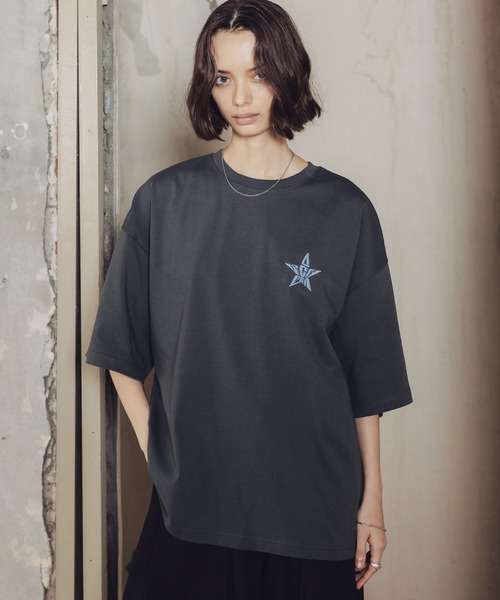 ROCHEM（ローシェン）の「ルーズシルエットスターロゴ刺繍Tシャツ（Tシャツ/カットソー・メンズ・ブラック/チャコール/ホワイト・M/S/XS/L）」の22枚目の写真