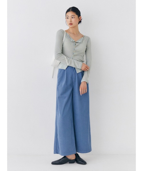 Ungrid(アングリッド)の「コーデュロイストレートパンツ(その他パンツ・レディース・パープル/サーモンピンク/ブルー/アイボリー・FREE)」の9枚目の写真