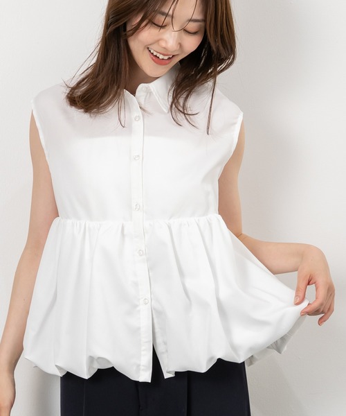 MAISONCOMFY (メゾンコンフィ)の「【バルーンノースリーブブラウス】甘いバルーンシルエットが上品で可愛らしさを表現(シャツ/ブラウス・レディース・ブラック/ピンク/ホワイト/イエロー・FREE)」の2枚目の写真