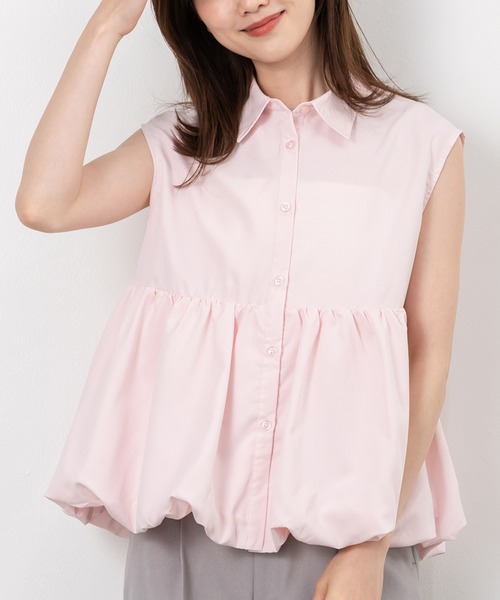 MAISONCOMFY (メゾンコンフィ)の「【バルーンノースリーブブラウス】甘いバルーンシルエットが上品で可愛らしさを表現(シャツ/ブラウス・レディース・ブラック/ピンク/ホワイト/イエロー・FREE)」の4枚目の写真
