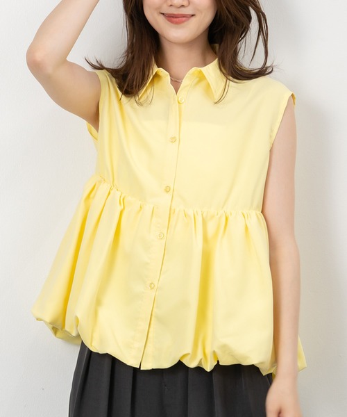 MAISONCOMFY (メゾンコンフィ)の「【バルーンノースリーブブラウス】甘いバルーンシルエットが上品で可愛らしさを表現(シャツ/ブラウス・レディース・ブラック/ピンク/ホワイト/イエロー・FREE)」の1枚目の写真