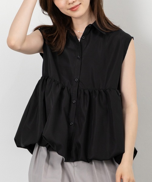 MAISONCOMFY (メゾンコンフィ)の「【バルーンノースリーブブラウス】甘いバルーンシルエットが上品で可愛らしさを表現(シャツ/ブラウス・レディース・ブラック/ピンク/ホワイト/イエロー・FREE)」の3枚目の写真