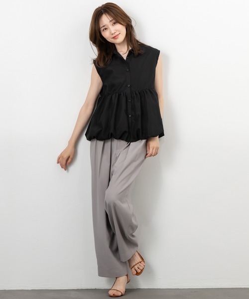 MAISONCOMFY (メゾンコンフィ)の「【バルーンノースリーブブラウス】甘いバルーンシルエットが上品で可愛らしさを表現(シャツ/ブラウス・レディース・ブラック/ピンク/ホワイト/イエロー・FREE)」の6枚目の写真