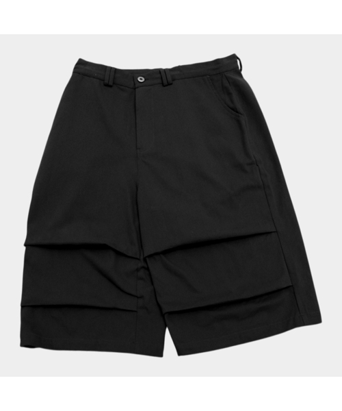 PLACESTUDIOMAN(プレイススタジオメンズ)の「ベーシックピンタックポイントコットンワイドパラシュートバミューダコットンハーフパンツ_4COLOR(その他パンツ・メンズ・ブラック/カーキ/ベージュ/ライトベージュ・MEDIUM/LARGE)」の2枚目の写真