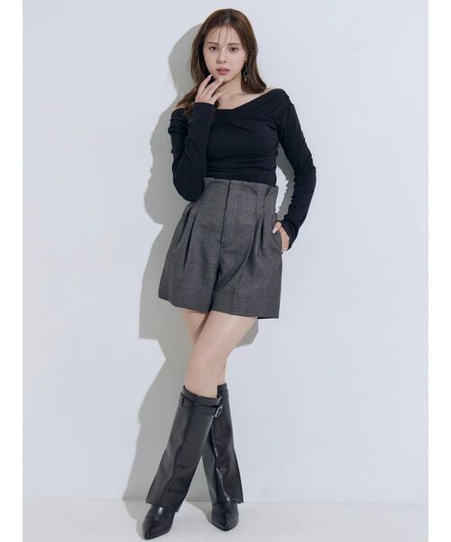 MERCURYDUO(マーキュリーデュオ)の「ハイウエストツータックショートパンツ(その他パンツ・レディース・チャコールグレー/ブラウン・FREE)」の4枚目の写真