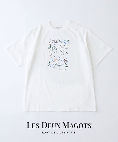 EDIFICE(エディフィス)の「LES DEUX MAGOTS (ドゥマゴ) アートTシャツ(Tシャツ/カットソー・メンズ・ホワイト/イエロー/ボルドー・SMALL/MEDIUM/LARGE)」の6枚目の写真