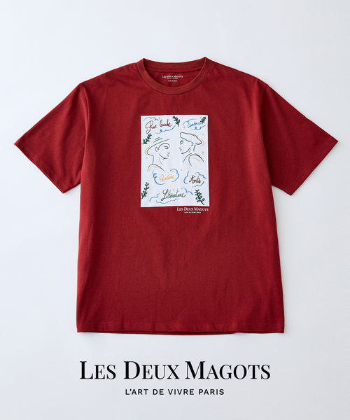 EDIFICE(エディフィス)の「LES DEUX MAGOTS (ドゥマゴ) アートTシャツ(Tシャツ/カットソー・メンズ・ホワイト/イエロー/ボルドー・SMALL/MEDIUM/LARGE)」の7枚目の写真