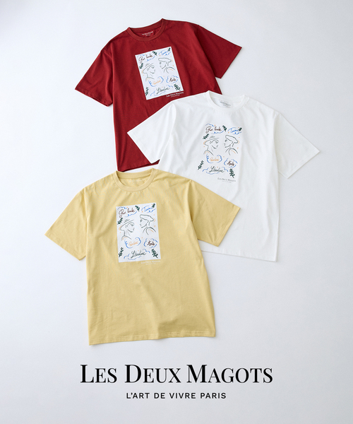 EDIFICE(エディフィス)の「LES DEUX MAGOTS (ドゥマゴ) アートTシャツ(Tシャツ/カットソー・メンズ・ホワイト/イエロー/ボルドー・SMALL/MEDIUM/LARGE)」の9枚目の写真