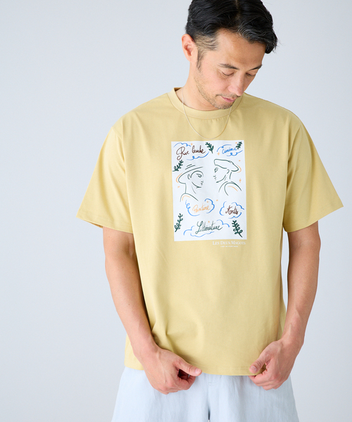 EDIFICE(エディフィス)の「LES DEUX MAGOTS (ドゥマゴ) アートTシャツ(Tシャツ/カットソー・メンズ・ホワイト/イエロー/ボルドー・SMALL/MEDIUM/LARGE)」の13枚目の写真