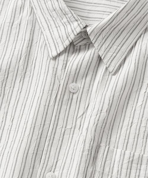 NONBLANK(ノンブランク)の「クリーズストライプクロップHSシャツ_BLACK STRIPE(シャツ/ブラウス・メンズ・ブラック・SMALL/MEDIUM/LARGE/X-LARGE)」の12枚目の写真