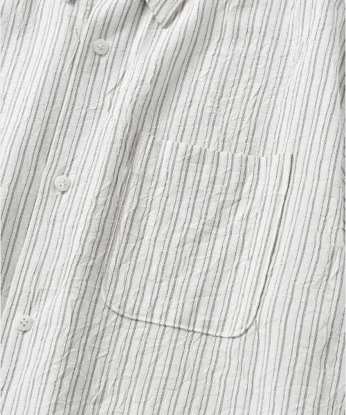 NONBLANK(ノンブランク)の「クリーズストライプクロップHSシャツ_BLACK STRIPE(シャツ/ブラウス・メンズ・ブラック・SMALL/MEDIUM/LARGE/X-LARGE)」の11枚目の写真