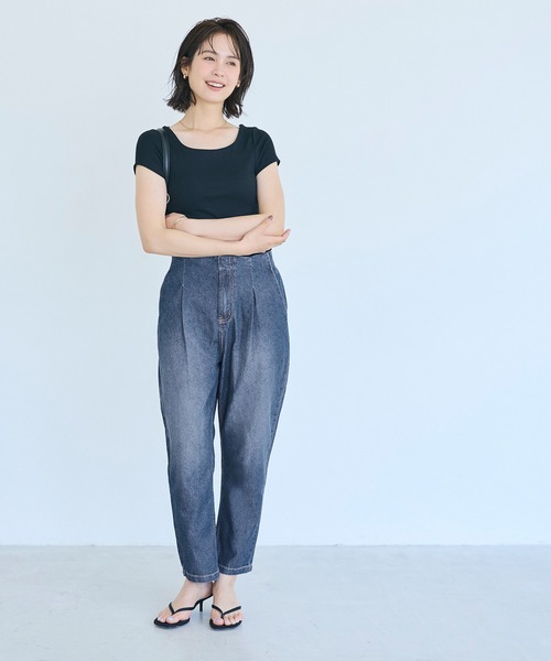 coca(coca)(コカ)の「【伊藤千晃様着用】\接触冷感・通気性/ サマーデニムハイウエストパンツ(デニムパンツ・レディース・ブルー/ライトブルー・L/S/M)」の9枚目の写真