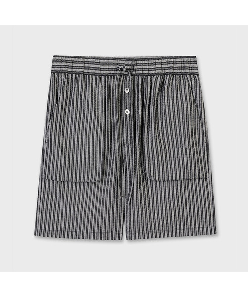 PLAC(プラック)の「シアサーカーストライプショーツ2カラー(その他パンツ・メンズ・アイボリー/ブラック・LARGE/MEDIUM)」の2枚目の写真