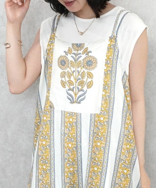 SELECT LEVERY(セレクトリベリー)の「ポケット付き 綿100% ボタニカル柄キャミワンピース(ワンピース・レディース・イエロー/ホワイト/ブルー・FREE)」の11枚目の写真