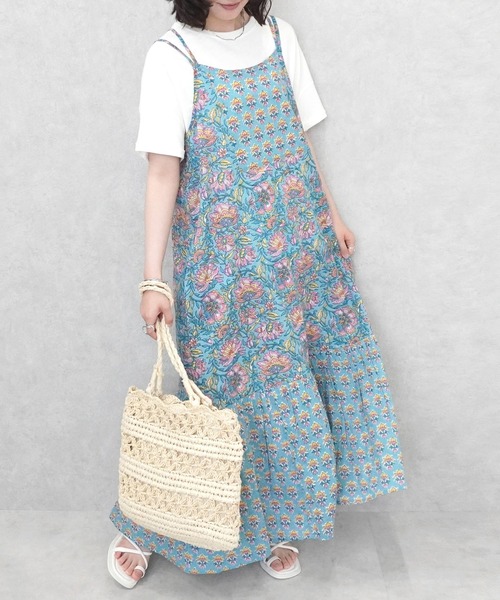 SELECT LEVERY(セレクトリベリー)の「ポケット付き 綿100% ボタニカル柄キャミワンピース(ワンピース・レディース・イエロー/ホワイト/ブルー・FREE)」の17枚目の写真