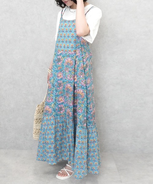 SELECT LEVERY(セレクトリベリー)の「ポケット付き 綿100% ボタニカル柄キャミワンピース(ワンピース・レディース・イエロー/ホワイト/ブルー・FREE)」の18枚目の写真