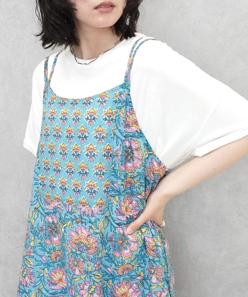 SELECT LEVERY(セレクトリベリー)の「ポケット付き 綿100% ボタニカル柄キャミワンピース(ワンピース・レディース・イエロー/ホワイト/ブルー・FREE)」の19枚目の写真
