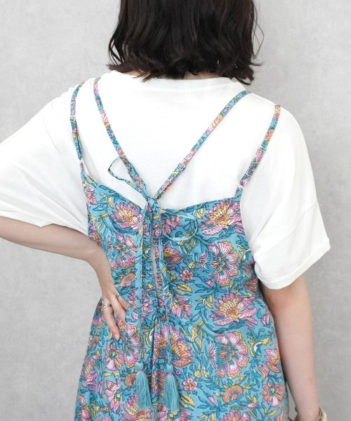 SELECT LEVERY(セレクトリベリー)の「ポケット付き 綿100% ボタニカル柄キャミワンピース(ワンピース・レディース・イエロー/ホワイト/ブルー・FREE)」の20枚目の写真
