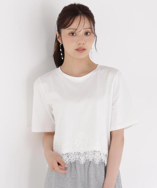 PROPORTION BODY DRESSING(プロポーションボディドレッシング)の「レーストリムカットソー / 1216260800(Tシャツ/カットソー・レディース・ブラウン/ホワイト/ダークグレー・FREE)」の1枚目の写真