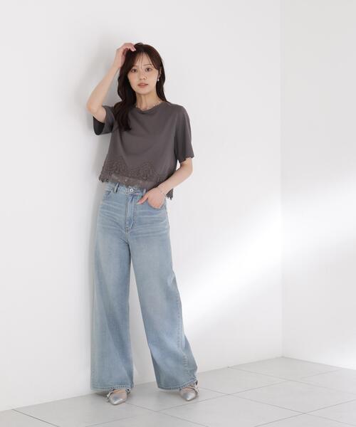 PROPORTION BODY DRESSING(プロポーションボディドレッシング)の「レーストリムカットソー / 1216260800(Tシャツ/カットソー・レディース・ブラウン/ホワイト/ダークグレー・FREE)」の7枚目の写真