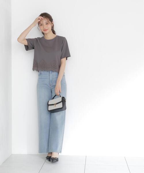PROPORTION BODY DRESSING(プロポーションボディドレッシング)の「レーストリムカットソー / 1216260800(Tシャツ/カットソー・レディース・ブラウン/ホワイト/ダークグレー・FREE)」の10枚目の写真