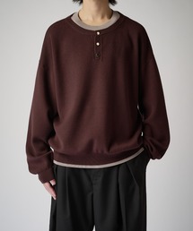 レイヤードヘンリーネックニット