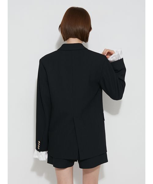 FURFUR(ファーファー)の「2WAYフリルカフスダブルブレストジャケット(テーラードジャケット・レディース・ネイビー/チェック・F)」の8枚目の写真