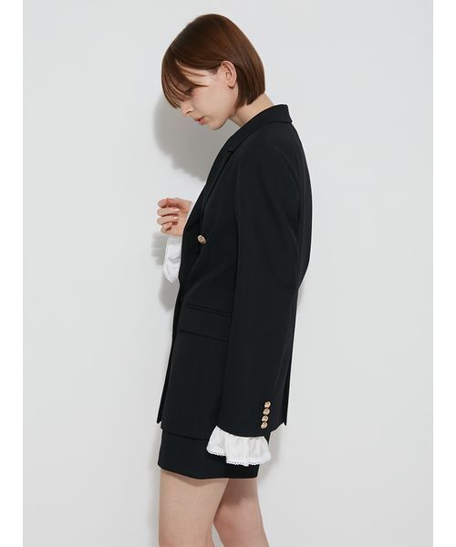 FURFUR(ファーファー)の「2WAYフリルカフスダブルブレストジャケット(テーラードジャケット・レディース・ネイビー/チェック・F)」の9枚目の写真