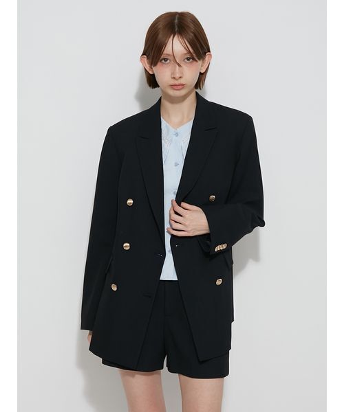 FURFUR(ファーファー)の「2WAYフリルカフスダブルブレストジャケット(テーラードジャケット・レディース・ネイビー/チェック・F)」の11枚目の写真