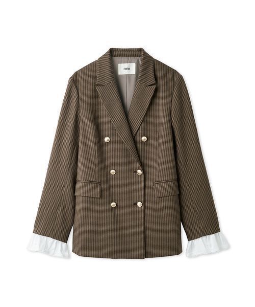 FURFUR(ファーファー)の「2WAYフリルカフスダブルブレストジャケット(テーラードジャケット・レディース・ネイビー/チェック・F)」の16枚目の写真