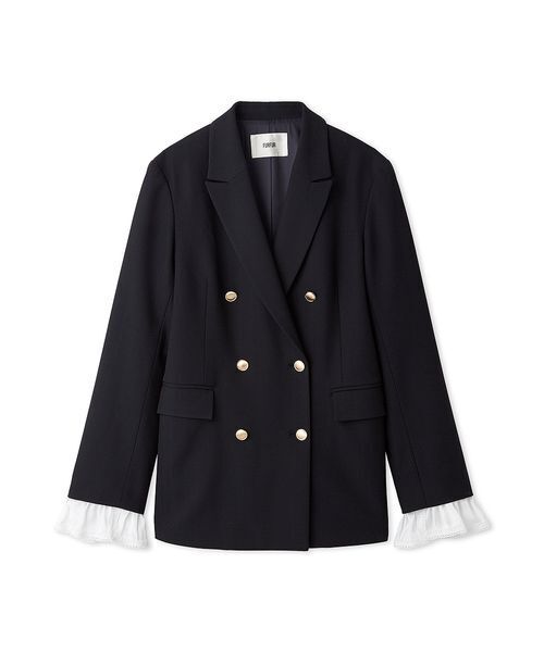 FURFUR(ファーファー)の「2WAYフリルカフスダブルブレストジャケット(テーラードジャケット・レディース・ネイビー/チェック・F)」の17枚目の写真