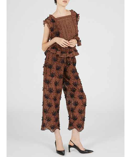 crinkle crinkle crinkle（クリンクルクリンクルクリンクル）の「【crinkle crinkle crinkle】3D embroidery leopard easy pants/3Dエンブロイダリーレオパードイージーパンツ（その他パンツ・レディース・ブラウン・FREE）」の12枚目の写真