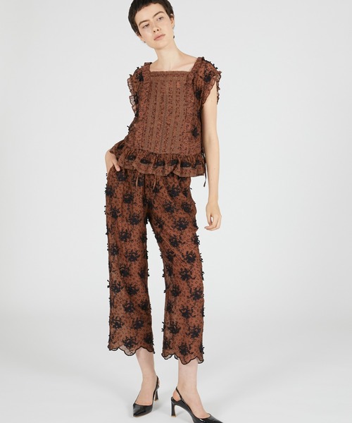 crinkle crinkle crinkle（クリンクルクリンクルクリンクル）の「【crinkle crinkle crinkle】3D embroidery leopard easy pants/3Dエンブロイダリーレオパードイージーパンツ（その他パンツ・レディース・ブラウン・FREE）」の14枚目の写真