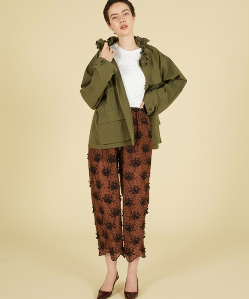 crinkle crinkle crinkle（クリンクルクリンクルクリンクル）の「【crinkle crinkle crinkle】3D embroidery leopard easy pants/3Dエンブロイダリーレオパードイージーパンツ（その他パンツ・レディース・ブラウン・FREE）」の2枚目の写真