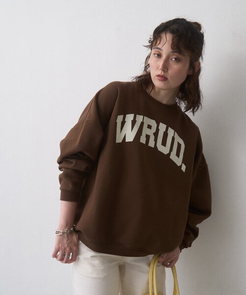 CIAOPANIC TYPY(チャオパニックティピー)の「【WEB限定】WRUD.ビッグシルエット裏起毛ロゴスウェット(スウェット・レディース・グレー/ブラック/ブラウン・MEDIUM/LARGE)」の3枚目の写真