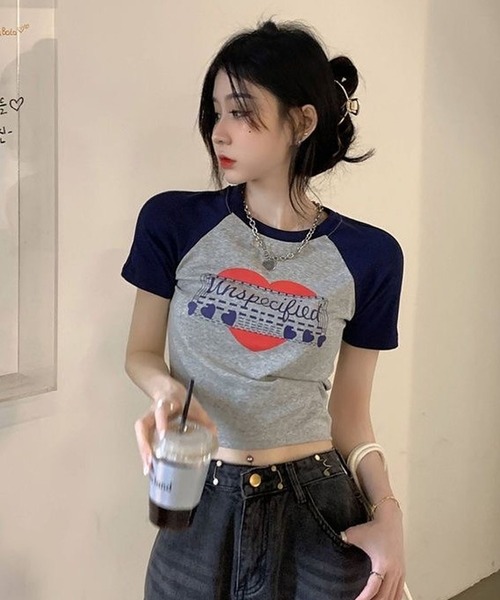 CANVAS+(キャンバスプラス)の「【CANVAS+】ハートグラフィックラグランTシャツ(Tシャツ/カットソー・レディース・ホワイト/グレー・M)」の20枚目の写真