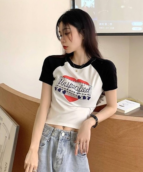 CANVAS+(キャンバスプラス)の「【CANVAS+】ハートグラフィックラグランTシャツ(Tシャツ/カットソー・レディース・ホワイト/グレー・M)」の17枚目の写真