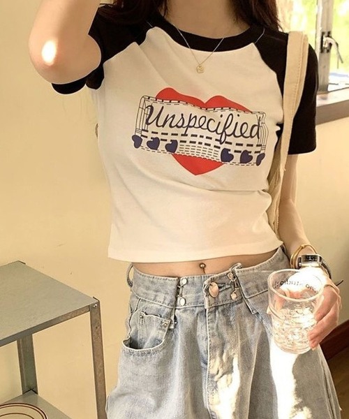 CANVAS+(キャンバスプラス)の「【CANVAS+】ハートグラフィックラグランTシャツ(Tシャツ/カットソー・レディース・ホワイト/グレー・M)」の5枚目の写真