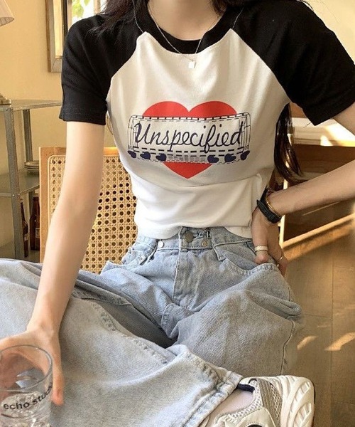 CANVAS+(キャンバスプラス)の「【CANVAS+】ハートグラフィックラグランTシャツ(Tシャツ/カットソー・レディース・ホワイト/グレー・M)」の19枚目の写真