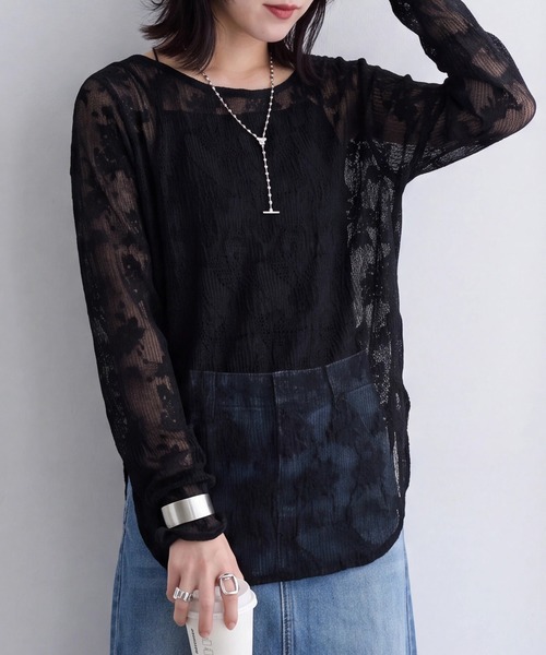 SELECT LEVERY（セレクトリベリー）の「ウェーブレースプルオーバー（Tシャツ/カットソー・レディース・ブラック/キナリ・FREE）」の2枚目の写真