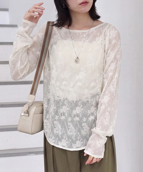 SELECT LEVERY（セレクトリベリー）の「ウェーブレースプルオーバー（Tシャツ/カットソー・レディース・ブラック/キナリ・FREE）」の4枚目の写真