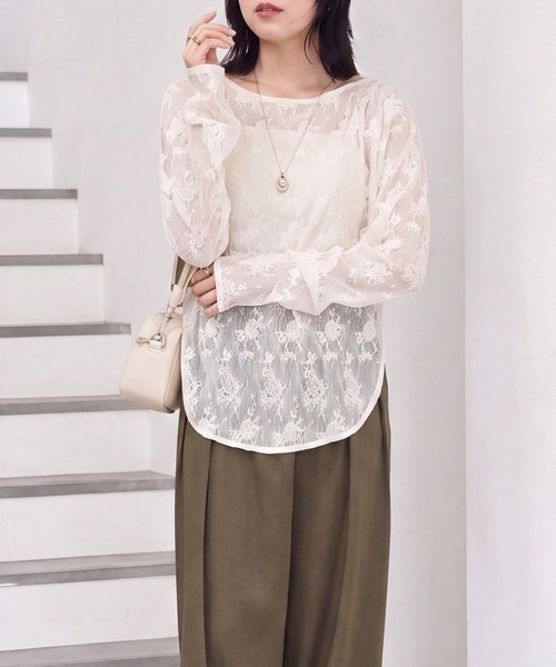 SELECT LEVERY（セレクトリベリー）の「ウェーブレースプルオーバー（Tシャツ/カットソー・レディース・ブラック/キナリ・FREE）」の5枚目の写真