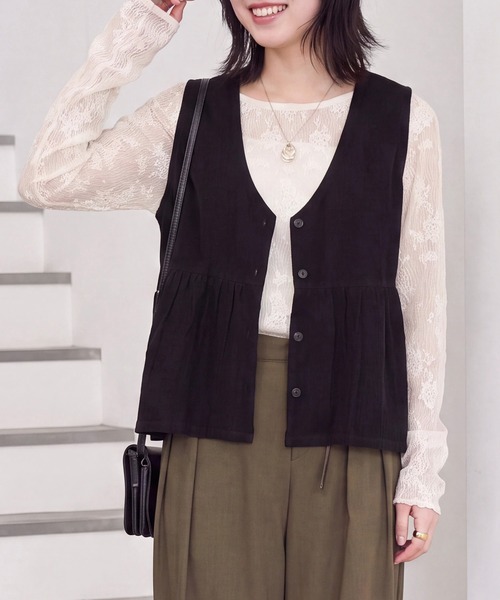 SELECT LEVERY（セレクトリベリー）の「ウェーブレースプルオーバー（Tシャツ/カットソー・レディース・ブラック/キナリ・FREE）」の7枚目の写真