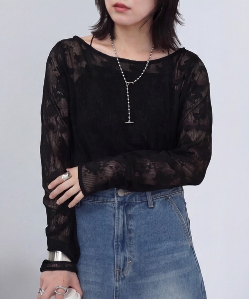 SELECT LEVERY（セレクトリベリー）の「ウェーブレースプルオーバー（Tシャツ/カットソー・レディース・ブラック/キナリ・FREE）」の10枚目の写真