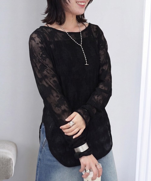 SELECT LEVERY（セレクトリベリー）の「ウェーブレースプルオーバー（Tシャツ/カットソー・レディース・ブラック/キナリ・FREE）」の13枚目の写真