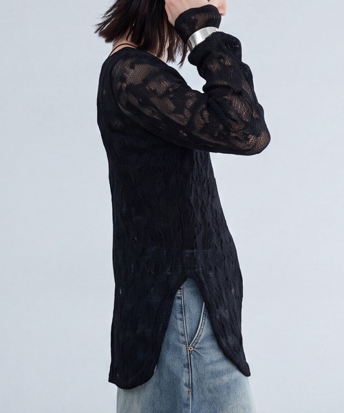 SELECT LEVERY（セレクトリベリー）の「ウェーブレースプルオーバー（Tシャツ/カットソー・レディース・ブラック/キナリ・FREE）」の14枚目の写真