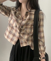 ショート丈チェック柄シャツ