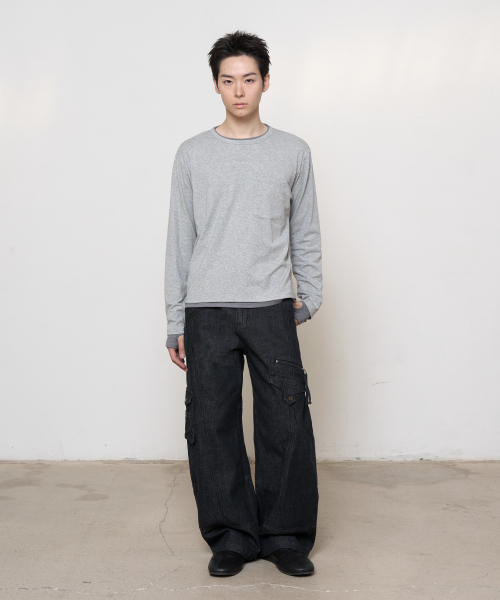 BEGIN202（ビギン202）の「シエルルーフ レイヤードロングスリーブ [メランジグレー x グレーブルー]（Tシャツ/カットソー・メンズ・その他・1/2/3）」の2枚目の写真